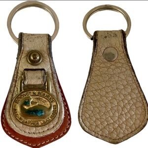 DOONEY & BOURKE Vintage KEYCHAIN Leather and Metal 1990s LOGO Key Fob